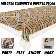 Heart Home Dining Table Cover | PVC Table Cloth Cover | 6 Seater Table Cloth | Zig Zag Gripper Table Cover | Table Protector | Table Cover for Dining Table | 60x90 Inch | DTC | Green