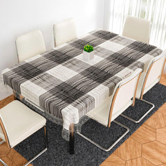 Kuber Industries Dining Table Cover | PVC Table Cloth Cover | 6-Seater Table Cloth | Table Protector Cover | Table Cover for Dining Table | Black Lining Table Cover | 60x90 Inch | DTC | Gray