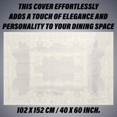 Kuber Industries Center Table Cover | Cotton Table Cloth Cover | 4-Seater Table Cloth | Self Gulmohar Vila Table Cover | Table Protector | Table Cover for Center Table | 40x60 Inch | Cream