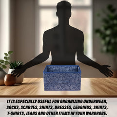 Heart Home Drawer Storage Box|Storage Bin for Clothes|Wardrobe Organizer for Books|Closet Box with Handle|Non-Woven Storage Box|Flower Printed Storage Box|Navy Blue