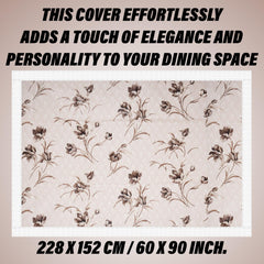 Kuber Industries Dining Table Cover | Heavy PVC Table Cloth Cover | 6 Seater Table Cloth | Flower Table Cover | Table Protector | Table Cover for Dining Table | 60x90 Inch | DTC | Brown