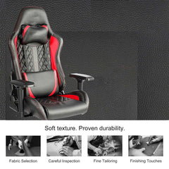 Kuber Industries Ergosmart PC Gaming Chairs with 3D Armrest & Wheels | Comes with Headrest, Lumbar Support Cushions & Footrest | Comfortable Chair for Long Sitting & Back Pain Relief | Black & Red