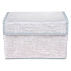 Kuber Industries Drawer Storage Box | Clothes Drawer Organizer with Handle | Transparent Lid with Velcro | Wardrobe Organizer for Books | Jute Printed Dhakkan Storage Box | Large | Gray