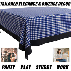 Kuber Industries Dining Table Cover | Cotton Table Cloth Cover | 8 Seater Table Cloth | Barik Check Table Cover | Table Protector | Table Cover for Dining Table | 60x108 Inch | DTC | Blue