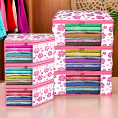 Kuber Industries Clothes Organizer For Wardrobe (Pack of 3 Each) 2-in-1 Combo Storage Organizer For Saree and Blouse - Dress Organizer For Wardrobe - Saree Covers With Zip (Pink)