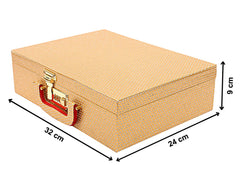 Kuber Industries Stone Design Wooden 3 Rod Bangle Box, Bangle Organizer Box, Watches & Bracelet Organizer With Mirror & Numer Lock System (Gold)-HS_38_KUBMART20953
