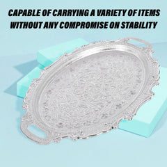 Heart Home Serving Tray | Serving Tray for Kitchen | Serving Tray for Guest | Serving Tray with Handles | Dining Table Tray | Serving Dish Tray | Serving Platter | Silver