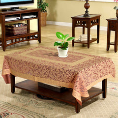 Kuber Industries Floral Printed Cotton 4 Seater Center Table Cover,40"x60" (Autunm Orange)-44KM051