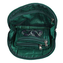 Kuber Industries Embossed Floral Design Cotton Jewellery Kit, Green, (Model: CTKTC05338)