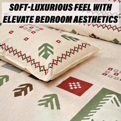 Heart Home Double Bedsheet with 2 Pillow Covers | 160 TC Premium Cotton Bedsheet for Double Bed | Bedsheet for Living Room-Home & Hotels | Rusty Plus Border | 100x108 Inch | Cream