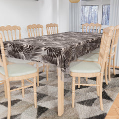 Heart Home Dining Table Cover | PVC Table Cloth Cover | 8 Seater Table Cloth | 3D Leaf Table Cover | Table Protector | Table Cover for Dining Table | 60x108 Inch | DTC | Brown