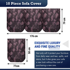 Heart Home Sofa Cover | Net Sofa Slipcover Set | Sofa Cover for Living Room | Sofa Slip Cover for Hall | 5-Seater Sofa Cover for Home Decor | Shaded Venus Sofa Cover Set | Brown