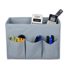 Heart Home Stationary Box | Non-Woven Files Organizer for Office | Desk Organizer | Stationary Organizer for Kids Room with 3 Compartment | Plain Storage Box | Small | Gray
