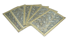 Kuber Industries Laminated Patch Design PVC 6 Piece Dining Table Place Mat Set - Gold