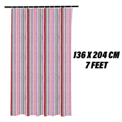 Kuber industries AC Curtain | PVC Door Window Curtain | Curtains for Door | Lining Curtain for Bathroom | Window Blackout Curtain | Shower Curtain with 8 Rings | 7 Feet | Red & Black