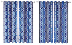Kuber Industries Geometric Design 6 Pieces Polyester Eyelet Door Curtain 7 Feet (Blue)-CTKTC30237
