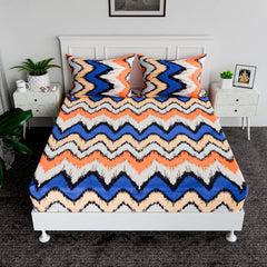 Heart Home Double Bedsheet | Premium Cotton Bedsheet with 2 Pillow Covers | Bedsheet for Bedroom | Bedsheet for Double Bed | ZIg Zag Box-Design Bedsheet | Multi