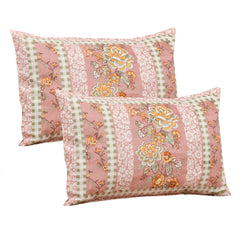 Heart Home Double Bedsheet with 2 Pillow Covers | 160 TC Premium Cotton Bedsheet for Double Bed | Bedsheet for Living Room-Home & Hotels | Spain Flower Lining | 100x108 Inch | Pink