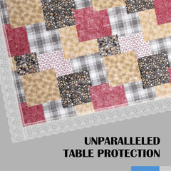 Heart Home Dining Table Cover | PVC Table Cloth Cover | 6-Seater Table Cloth | Table Protector Cover | Table Cover for Dining Table | Barik Flower Table Cover | 60x90 Inch | DTC | Black