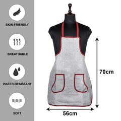 Heart Home Apron | Jute 2 Front Pocket Kitchen Apron | Apron for Restaurent | Apron for Housewife | Chef Apron for Kitchen | Water Resistance Apron | Pack of 2 | Silver