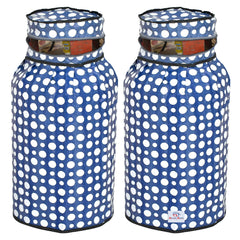 Heart Home Dot Printed Stain/Dust/Water Proof PVC Lpg Gas Cylinder Cover- Pack of 2 (Blue & White)-HS43HEARTH25624