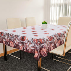 Heart Home Center & Dining Table Cover Set | Center & Dining Table Cover | Brown Flower Table Cover | Table Protector | Table Cover for Dining & Center | Cream