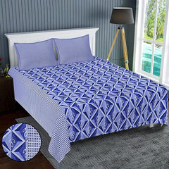 Urbane Home Double Bedsheet|Cotton 120 TC Luxury Printed Soft & Lightweight Bedsheet With 2 Pillow Covers (Blue & White)
