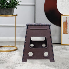Kuber Industries "18 Inch" Foldable Stool For Traveling|Heavy-Duty Step Stool For Adults|Perfect for Bathroom, Kitchen, Garden-Pack of 2 (Brown)