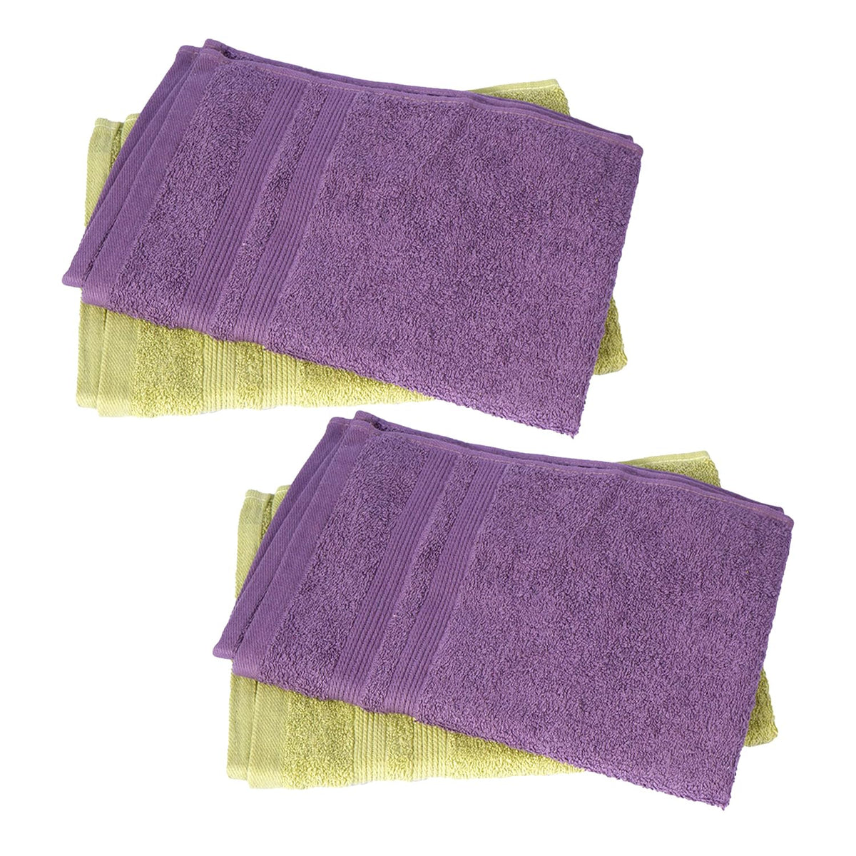 Kuber Industries 525 GSM Cotton Hand Towels |Super Soft, Quick Absorbent & Anti-Bacterial|Gym & Workout Towels|Pack of 4(Purple & Green)