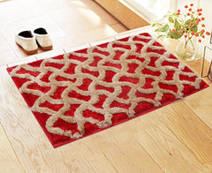 Heart Home Soft, Lightweigth, Washable, Non Slip Doormat Entrance Rug Dirt Trapper Mat Shoes Scraper for Entry, Patio, Porch- Pack of 2 (Red)