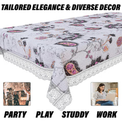 Kuber Industries Center Table Cover | PVC Table Cloth Cover | 4 Seater Table Cloth | 3D Gulab Table Cover | Table Protector | Table Cover for Center Table | 40x60 Inch | CTC | Black