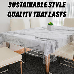 Heart Home Dining Table Cover | PVC Table Cloth Cover | 6 Seater Table Cloth | Marble Table Cover | Table Protector | Table Cover for Dining Table | 60x90 Inch | DTC | Gray