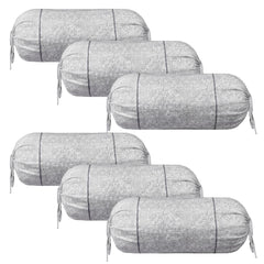 Kuber Industries Bolster Covers | Cotton Bolster Cover Set | Diwan Bolster Cover Set | Bolster Pillow Cover | Khakhi Printed Masand Cover | 16x32 Inch | Pack of 6 | White