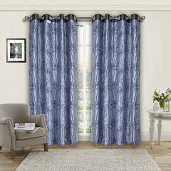 Kuber Industries Heart Home Polyester Decorative 9 Feet Long Door Curtain|Tree Branches Print Blackout Drapes Curatin with 8 Eyelet for Home & Office, Pack of 2 (Gray)