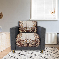 Heart Home Sofa Cover | Single Seater Sofa Slip Cover Set | Brown Flower Sofa Cover | Velvet Couch Cover | Sofa Slipcover Set | Sofa Cover for Living Room | Golden