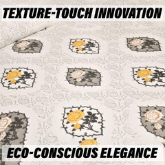 Heart Home Dohar Set | 1 Piece Double Bedsheet with 2 Pillow Cover & Dohar Combo Set | Bedsheet & AC Blanket Set for Bedroom | Comforter | Quilt | Pushpa Rose Print | Set of 4 | Yellow