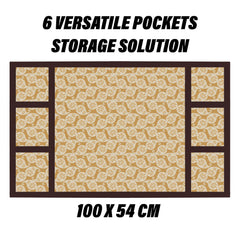 Kuber Industries Fridge Top Cover | Fridge Top Cover with Pockets | Refrigerator Top Cover for Kitchen | Fridge Top Cover with 6 Utility Pockets | Carry Fridge Cover | Golden