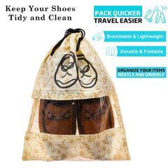Heart Home Shoe Cover | Travel Shoe Storage Bags | Non-Woven Storage Bag | Shoe Cover with Drawstring | Shoe Organizer with Clear window | Pack of 24 | Multi