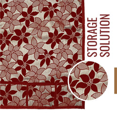 Kuber Industries Fridge Top Cover | Fridge Top Cover with Pockets | Refrigerator Top Cover for Kitchen | Fridge Top Cover with 6 Utility Pockets | Flower-Design Fridge Cover | Maroon