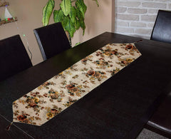 Kuber Industries Flower Design Cotton Table Runner|Patios for Family Dinner|Office/Kitchen Table|Indoor or Outdoor Parties & Everyday Use|Size 188 x 33 cm(Brown)