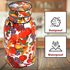 Heart Home Cylinder Cover | PVC LPG Cylinder Cover | Washable & Dustproof | Fruit Print Cylinder Tank Cover | Kitchen Cylinder Cover | LPG Gas Tank Cover | Pack of 2 | Multicolor