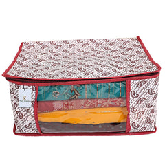 Kuber Industries Kerry 3 Piece Non Woven Saree Cover Set, Maroon,9 Inches Height