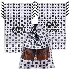 Heart Home Shoe Cover | Travel Shoe Storage Bags | Non-Woven Storage Bags | Shoe Cover with Drawstring | Shoe Organizer with Clear window | Black Dot-Design | Pack of 12 | White