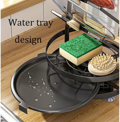 Kuber Industries 3 Layer Pot Lid Holder with Removable Drain Tray| Lid Stand Rack|Heavy Duty Standing Pot Lid Holder|Cooking Pot Lid Organizer|Spoon Rest Holder Pack of 3 (Black)