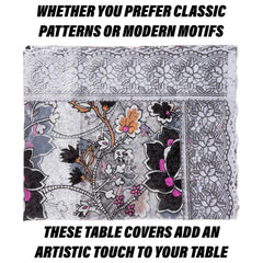 Heart Home Dining Table Cover | PVC Table Cloth Cover | 8 Seater Table Cloth | 3D Gulab Table Cover | Table Protector | Table Cover for Dining Table | 60x108 Inch | DTC | Black