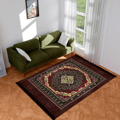 Heart Home Carpet|Velvet Carpet-Rug for Home Décor|Carpet Rug for Bedroom|Printed Carpet for Living Room|Prayer-Yoga Mat|Carpet for Hall|6.5x7.5 Ft|Brown