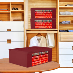 Heart Home Saree Cover | Clothes Storage Bag | Storage Organizer Bag | Zip Closure Saree Cover | Wardrobe Organizer | Plain Transparent Window Saree Cover | 6 Inch | Pack of 6 | Maroon