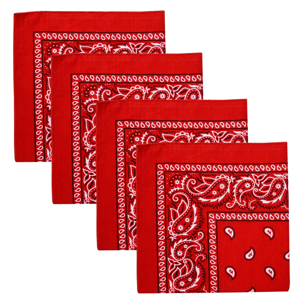 Heart Home Handkerchief | Premium Cotton Fabric | Women's Handkerchief | Ladies Rumal | Women's Hankies | Hankies for Girls | Carry Print Hanky | 4 Piece Set | Extra Large | Red