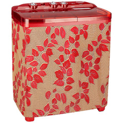 Kuber Industries Leaf Design PVC Top Load Semi Automatic Washing Machine Cover (Red) CTKTC33343