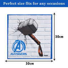 Heart Home Marvel Mjollnir Handkerchiefs | Cotton Handkerchiefs for Boys | Handkerchiefs for Girls | Rumal for Boys & Girls | Hankies for Gifting | Pack of 6 | Blue & White